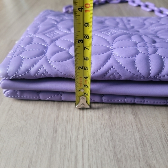🌷Spring SALE🌷 Elegant Purple Quilted Floral Design Vegan Leather Shoulder Bag